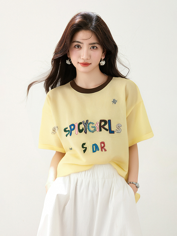 Casual fashion tops letters summer T-shirt for women