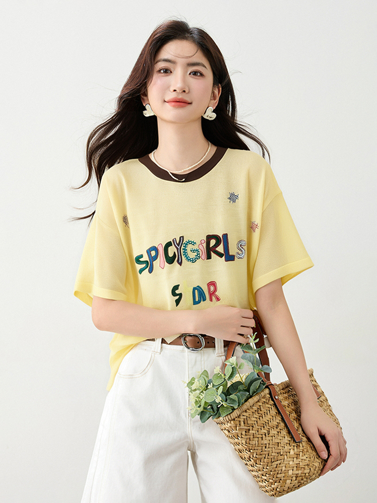 Casual fashion tops letters summer T-shirt for women