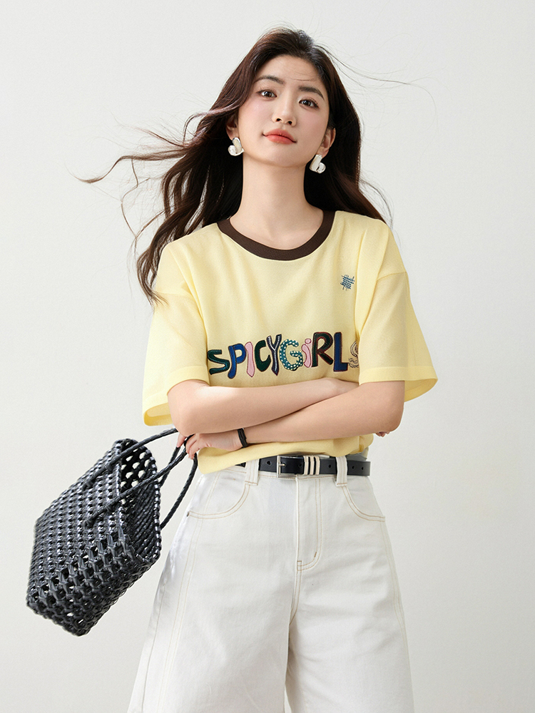 Casual fashion tops letters summer T-shirt for women