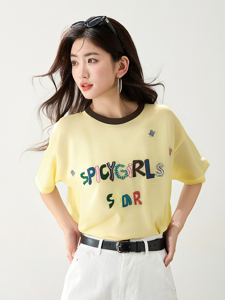 Casual fashion tops letters summer T-shirt for women