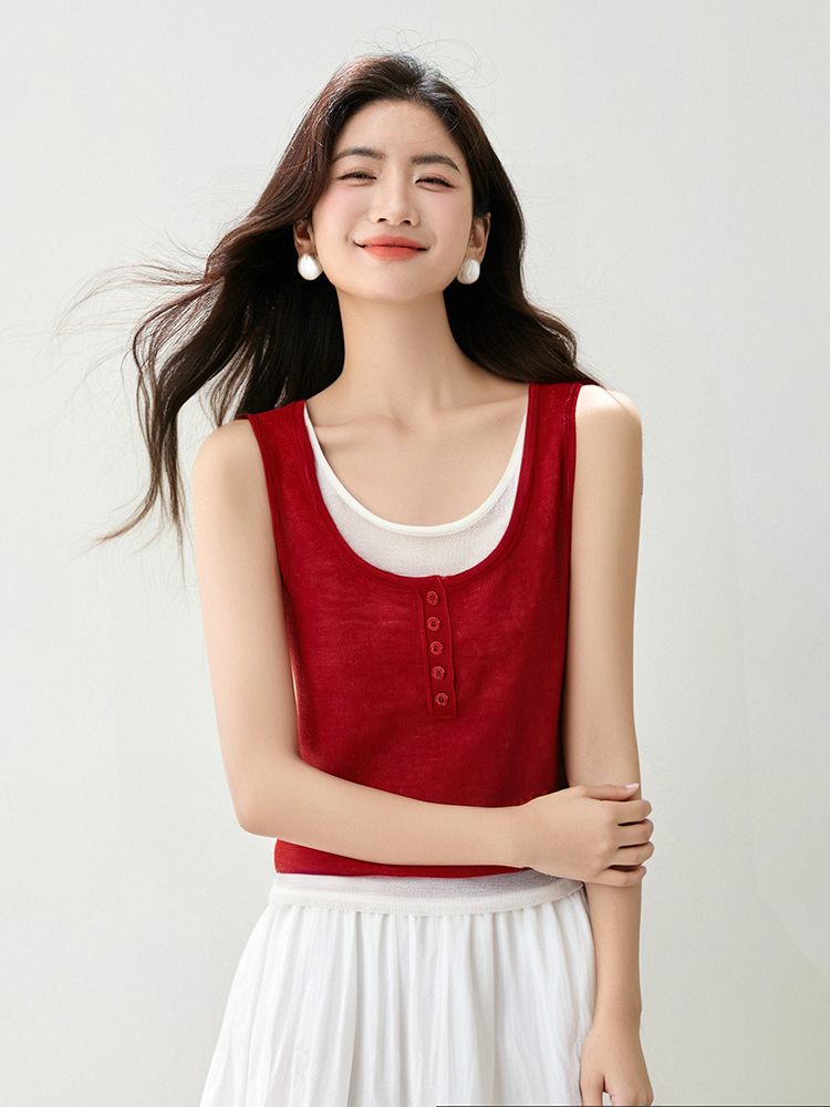 All-match knitted tops summer vest for women