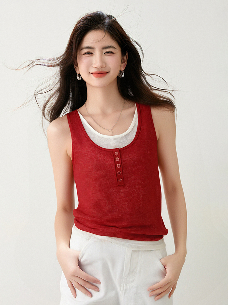 All-match knitted tops summer vest for women