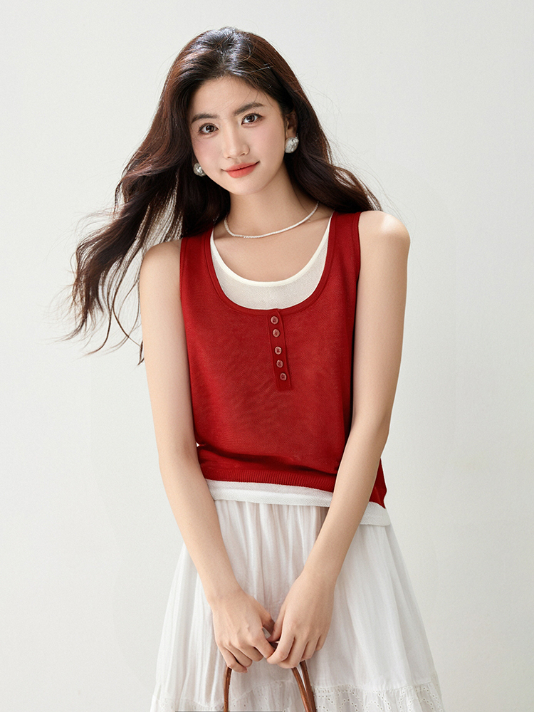 All-match knitted tops summer vest for women