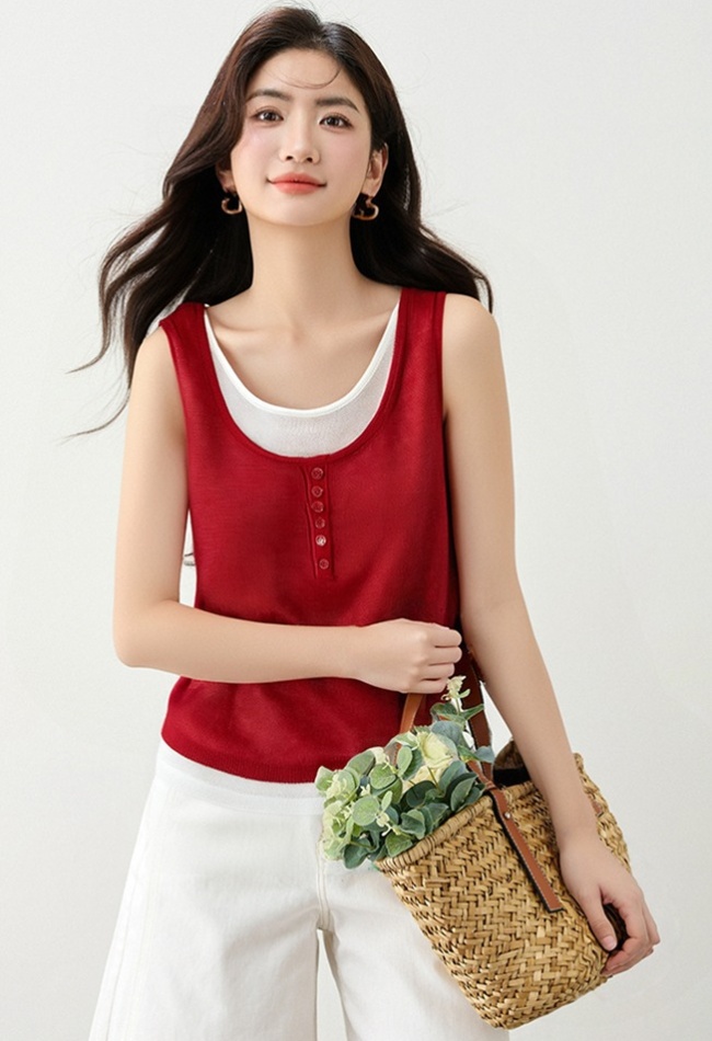 All-match knitted tops summer vest for women
