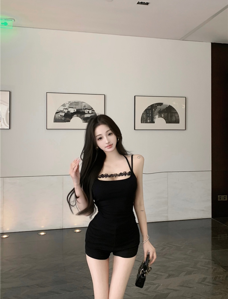 Bottoming sling slim tops inside the ride lace short vest