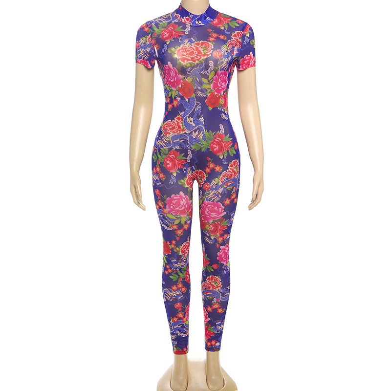 Fashion European style halter gauze sexy jumpsuit