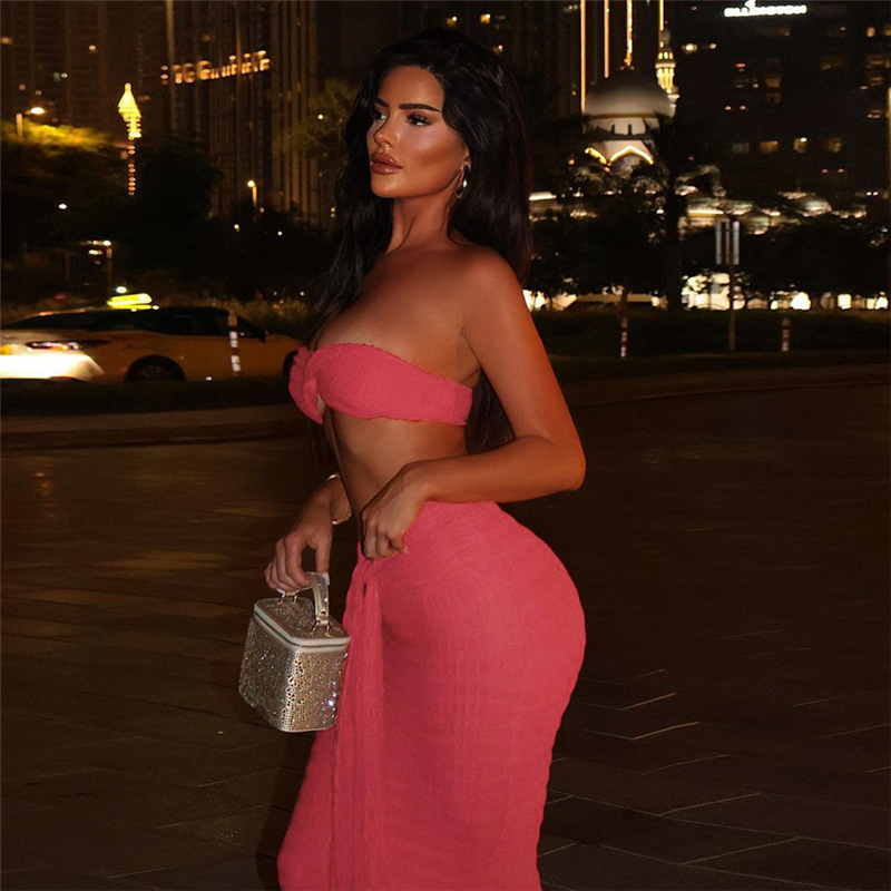 Slim fashion long skirt summer vest a set for women