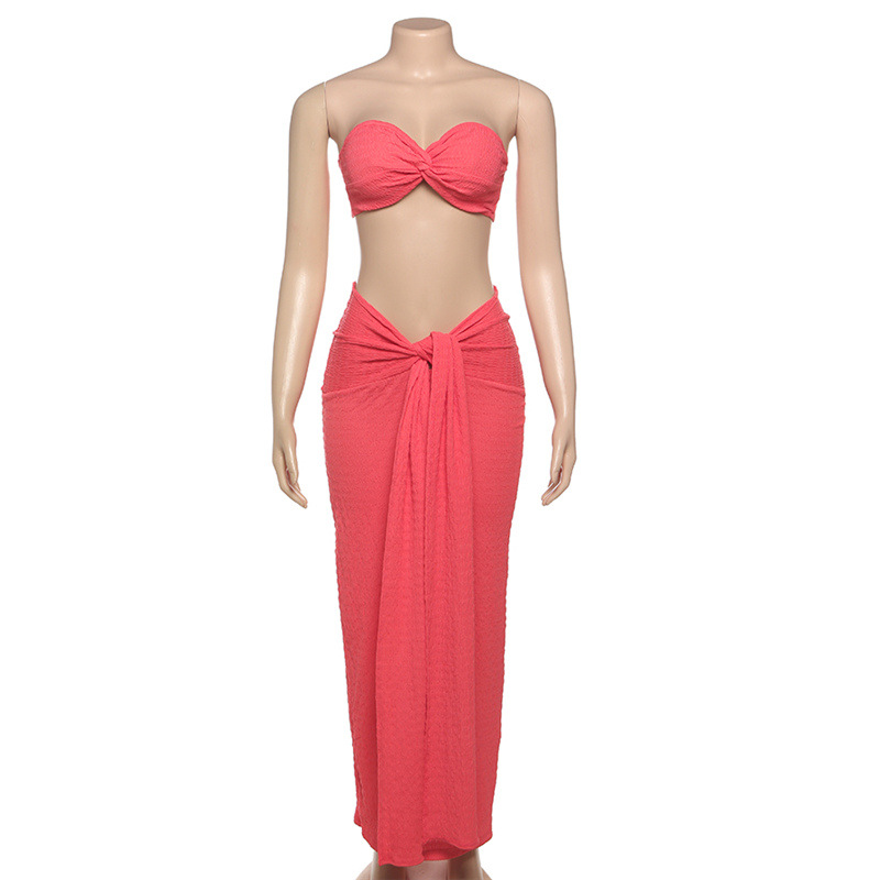 Slim fashion long skirt summer vest a set for women