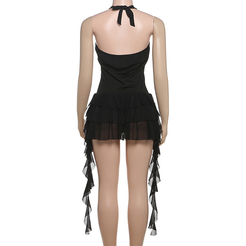 Summer halter wood ear pure European style leotard