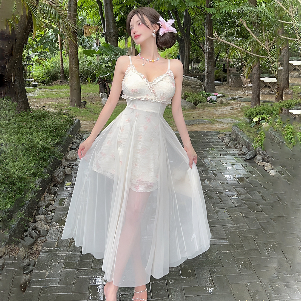 Gauze France style dress lace breathable long dress