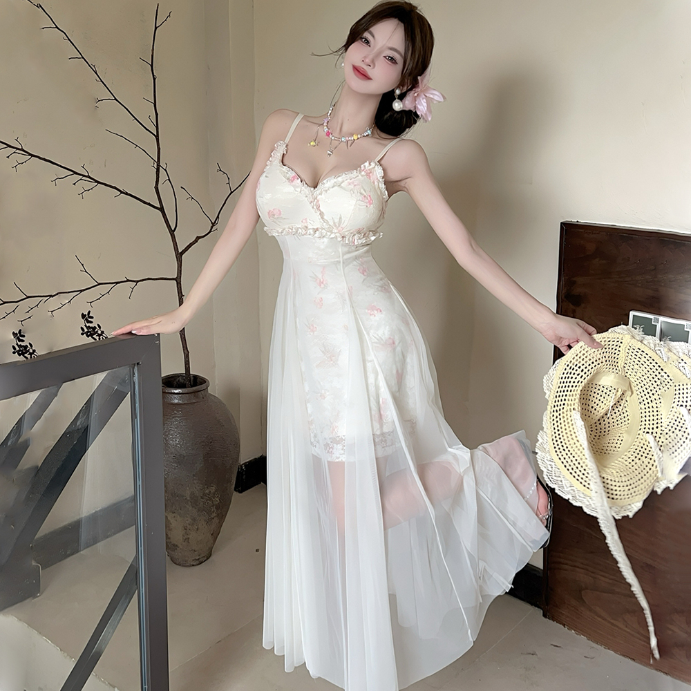 Gauze France style dress lace breathable long dress