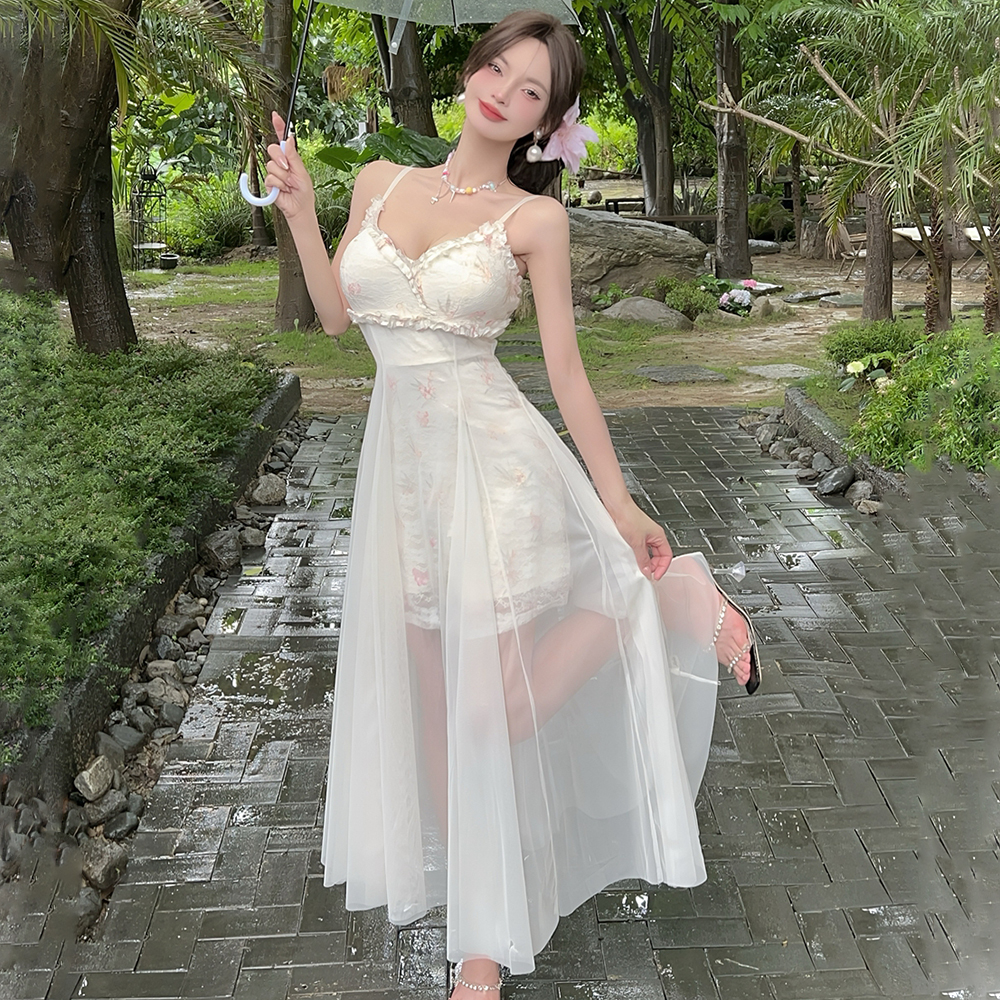 Gauze France style dress lace breathable long dress