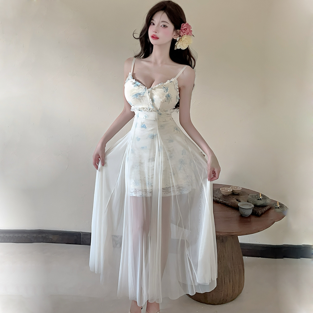 Gauze France style dress lace breathable long dress