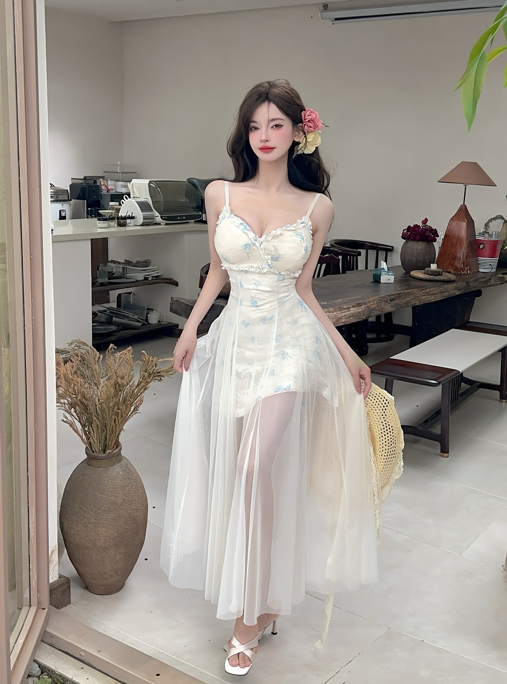 Gauze France style dress lace breathable long dress