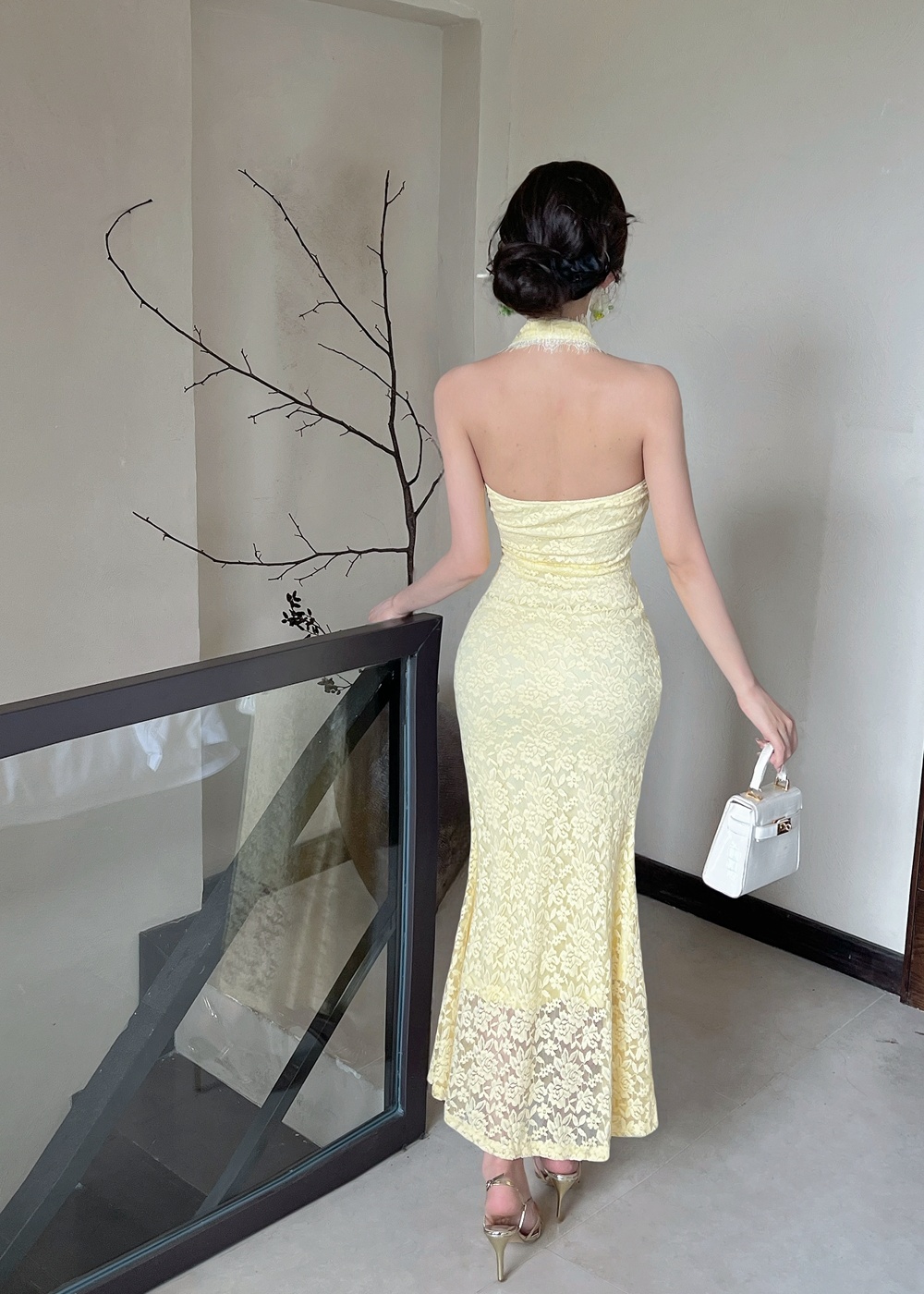 Lace mermaid dress France style summer long dress for women