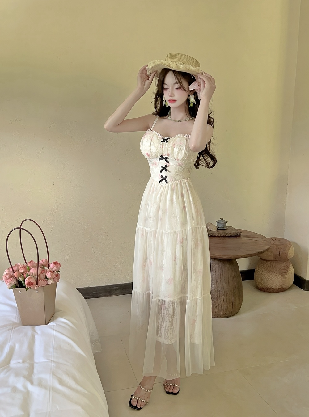 Sling vacation dress summer long dress for women