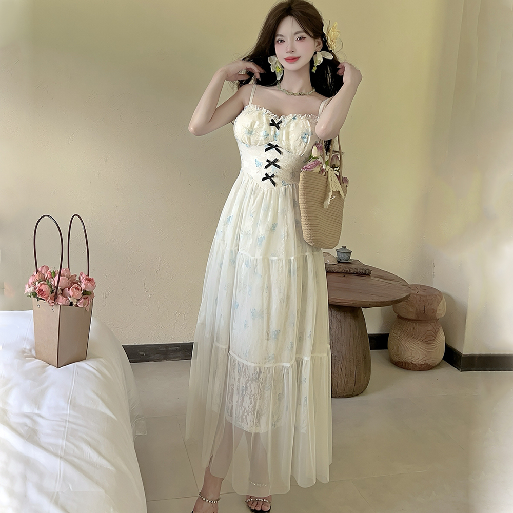 Sling vacation dress summer long dress for women