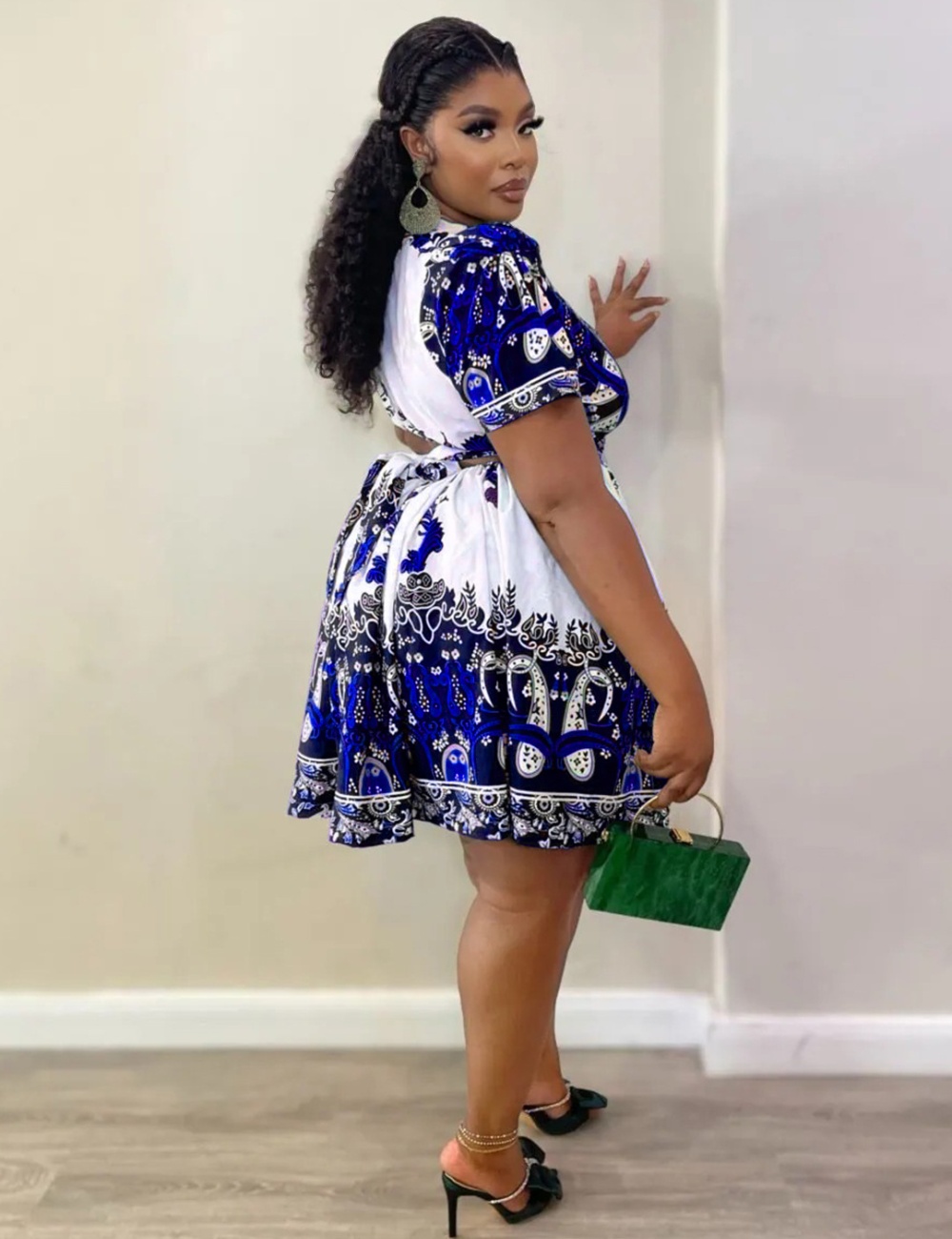 Large yard European style short sleeve skirt a set for women