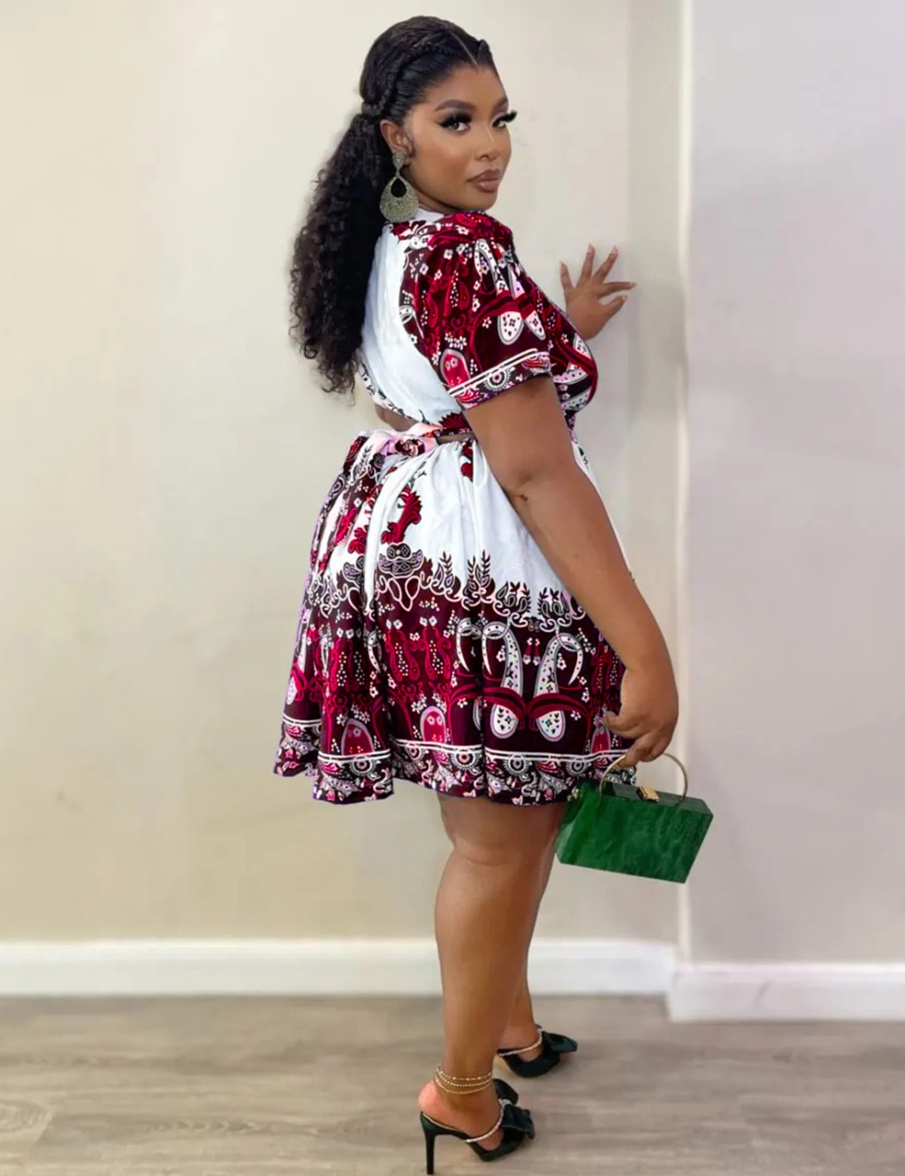 Large yard European style short sleeve skirt a set for women