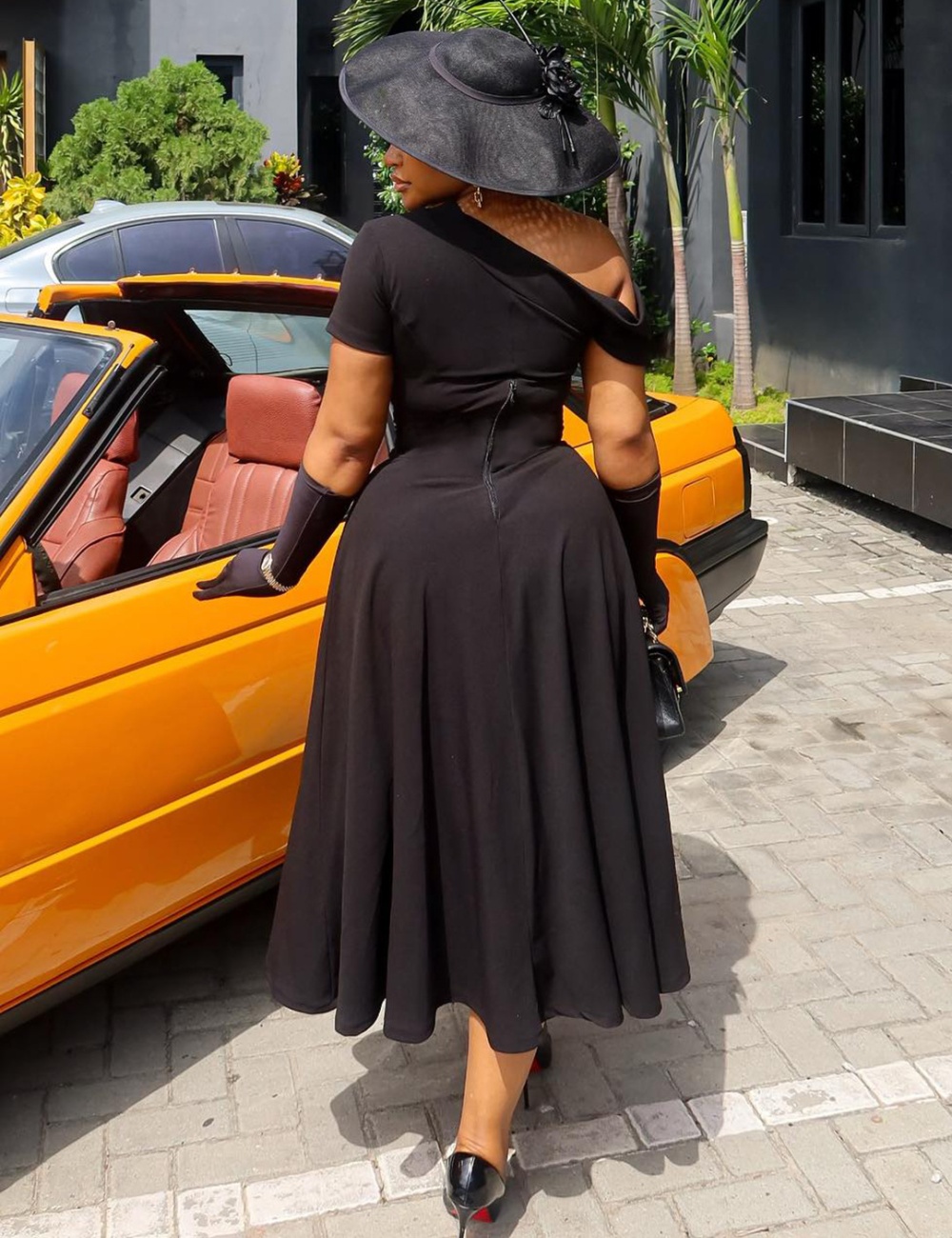 Oblique collar summer pinched waist pure fashion dress