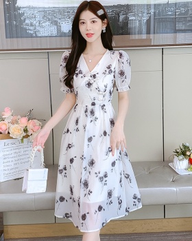 Temperament printing dress ink retro cheongsam for women