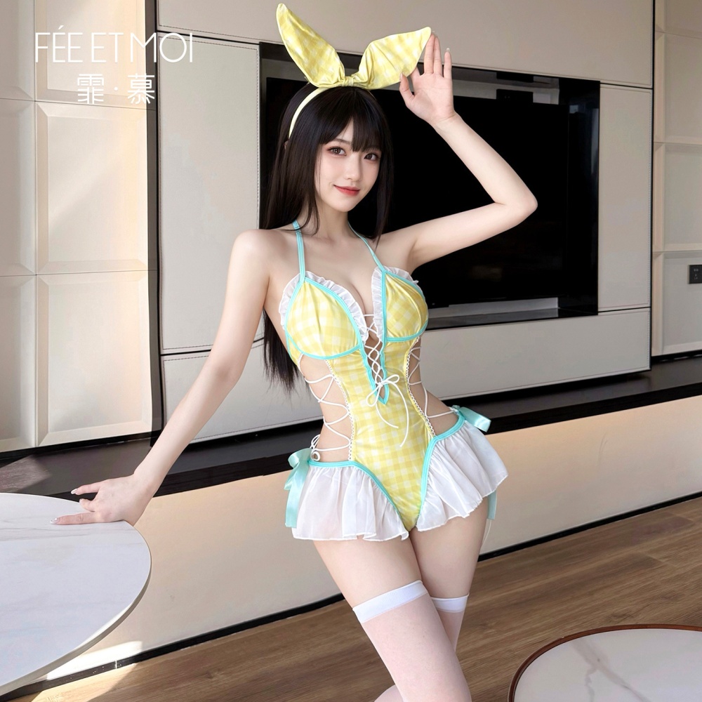 Summer enticement leotard open crotch swimwear