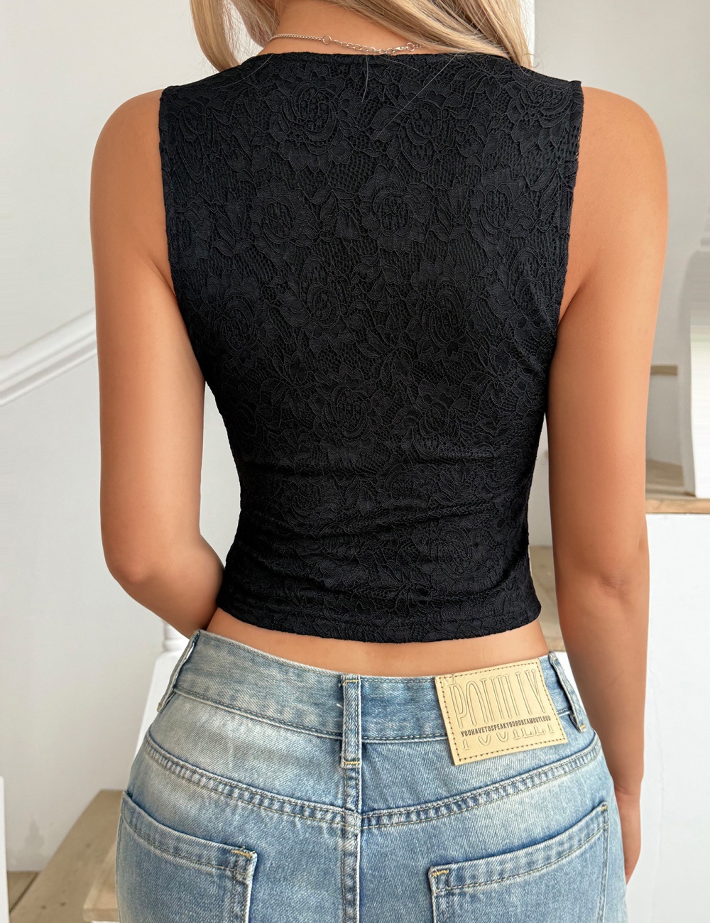 European style summer T-shirt spicegirl lace vest