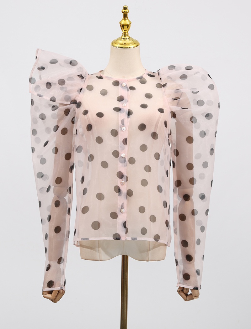 Round neck fashion shirt puff sleeve Casual tops for women