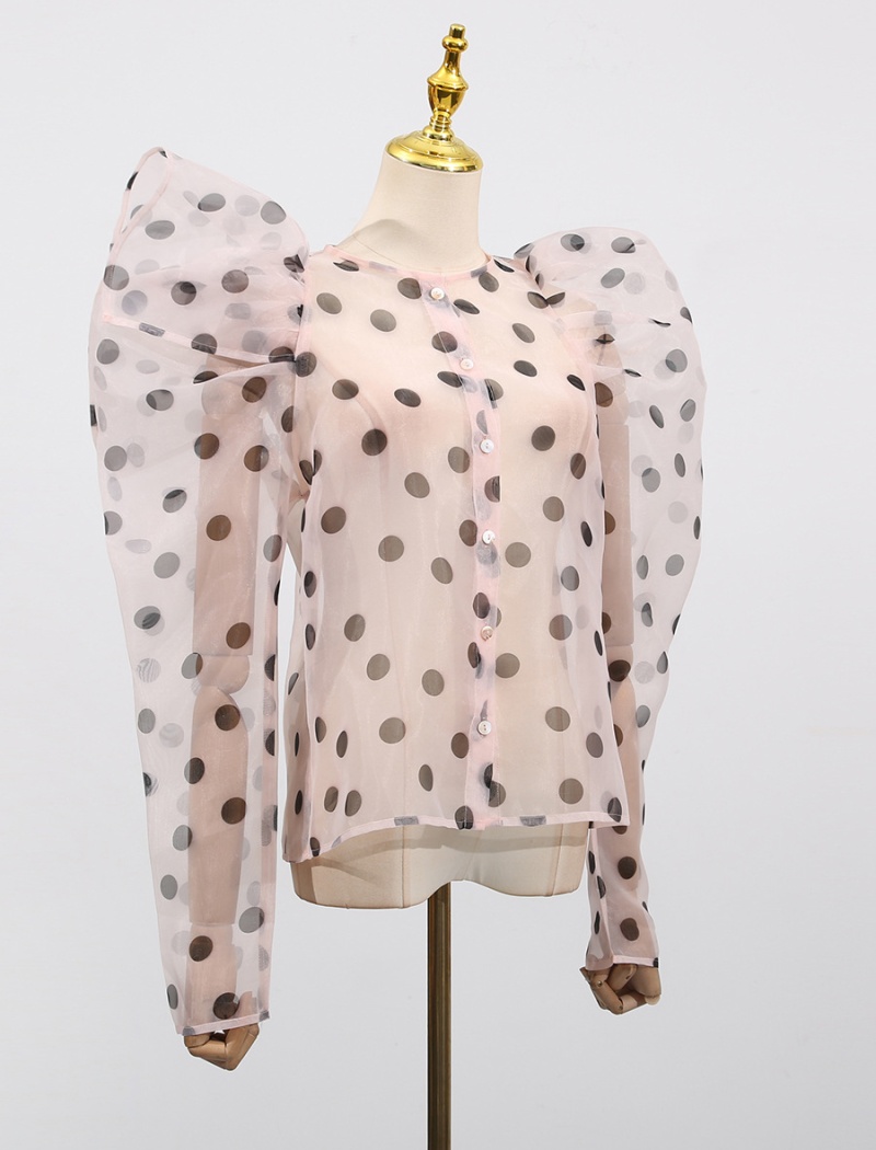 Round neck fashion shirt puff sleeve Casual tops for women
