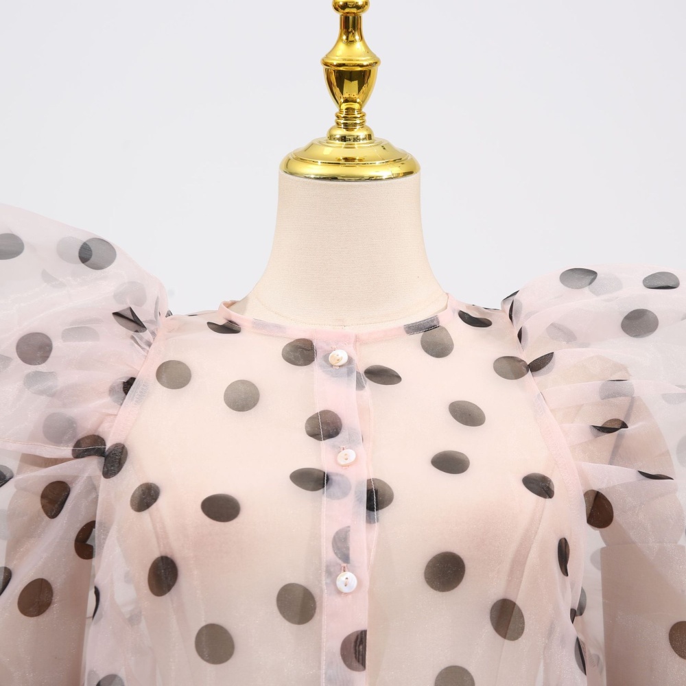 Round neck fashion shirt puff sleeve Casual tops for women