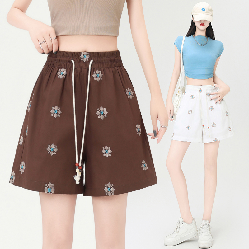 Cotton linen vacation pants summer shorts for women