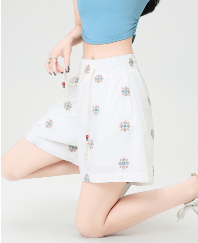 Cotton linen vacation pants summer shorts for women
