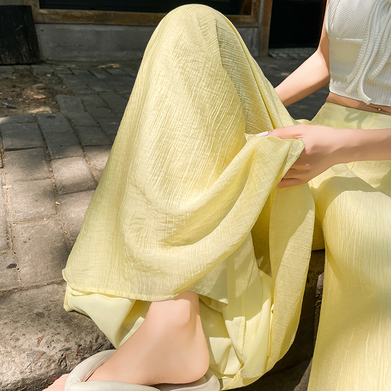 Summer lazy culottes ice silk pants for women
