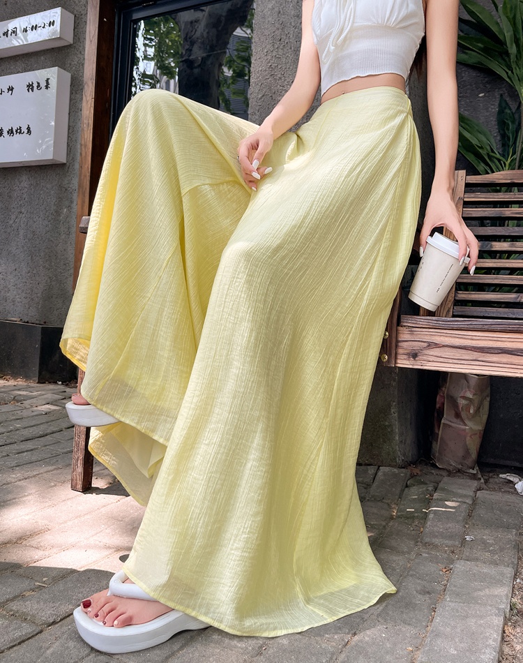 Summer lazy culottes ice silk pants for women