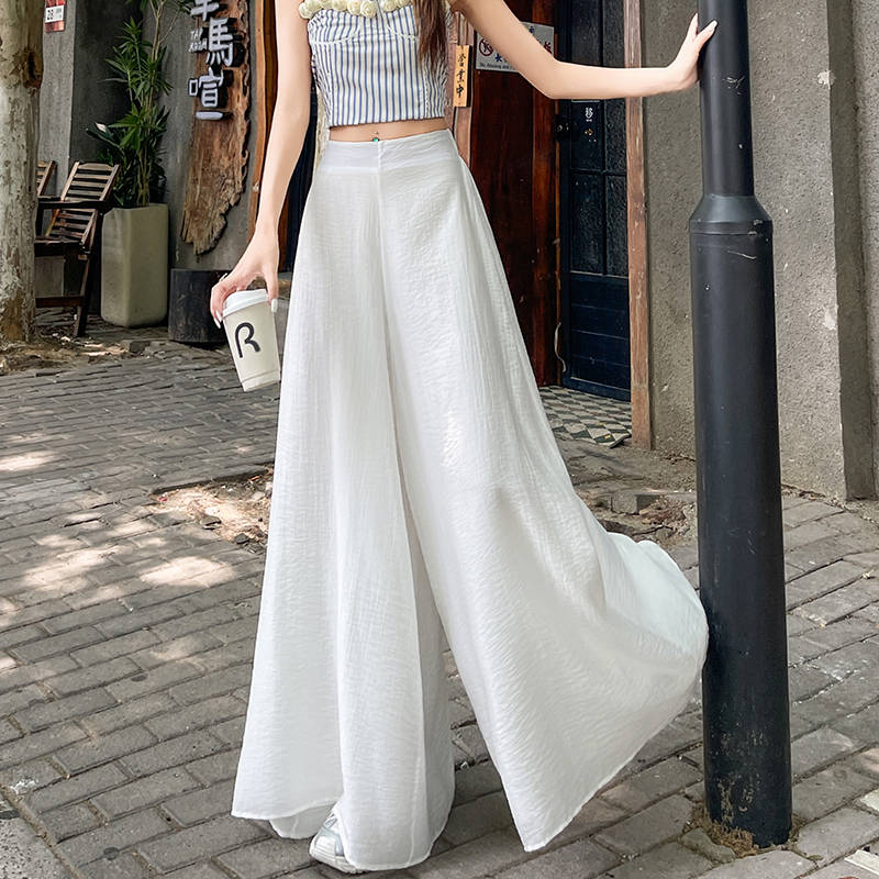 Summer lazy culottes ice silk pants for women