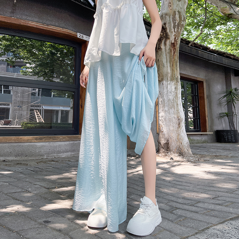 Summer lazy culottes ice silk pants for women