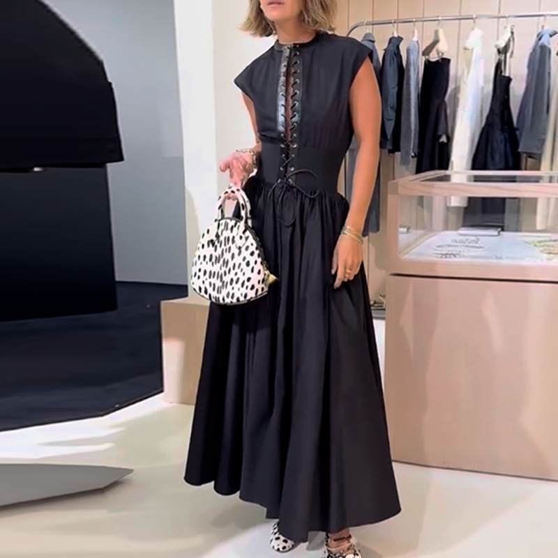 Sleeveless slim dress summer temperament long dress
