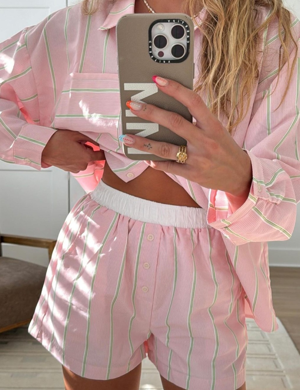 European style Casual pants vacation stripe shorts for women