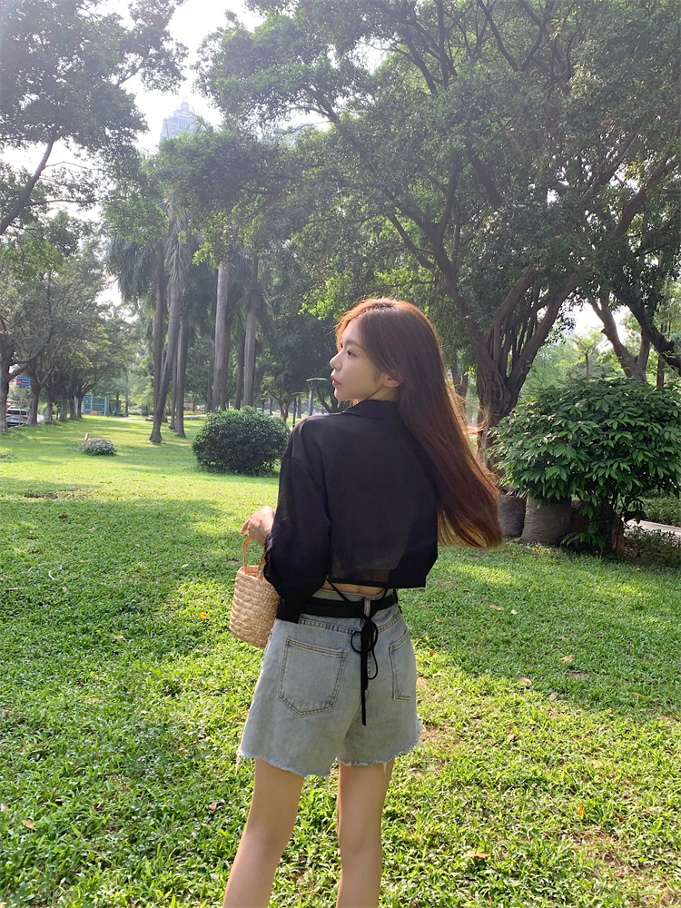 Outside the ride thin back bandage smock ice silk sunscreen coat