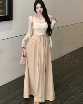 Enticement thin cardigan sling sunscreen long dress 2pcs set