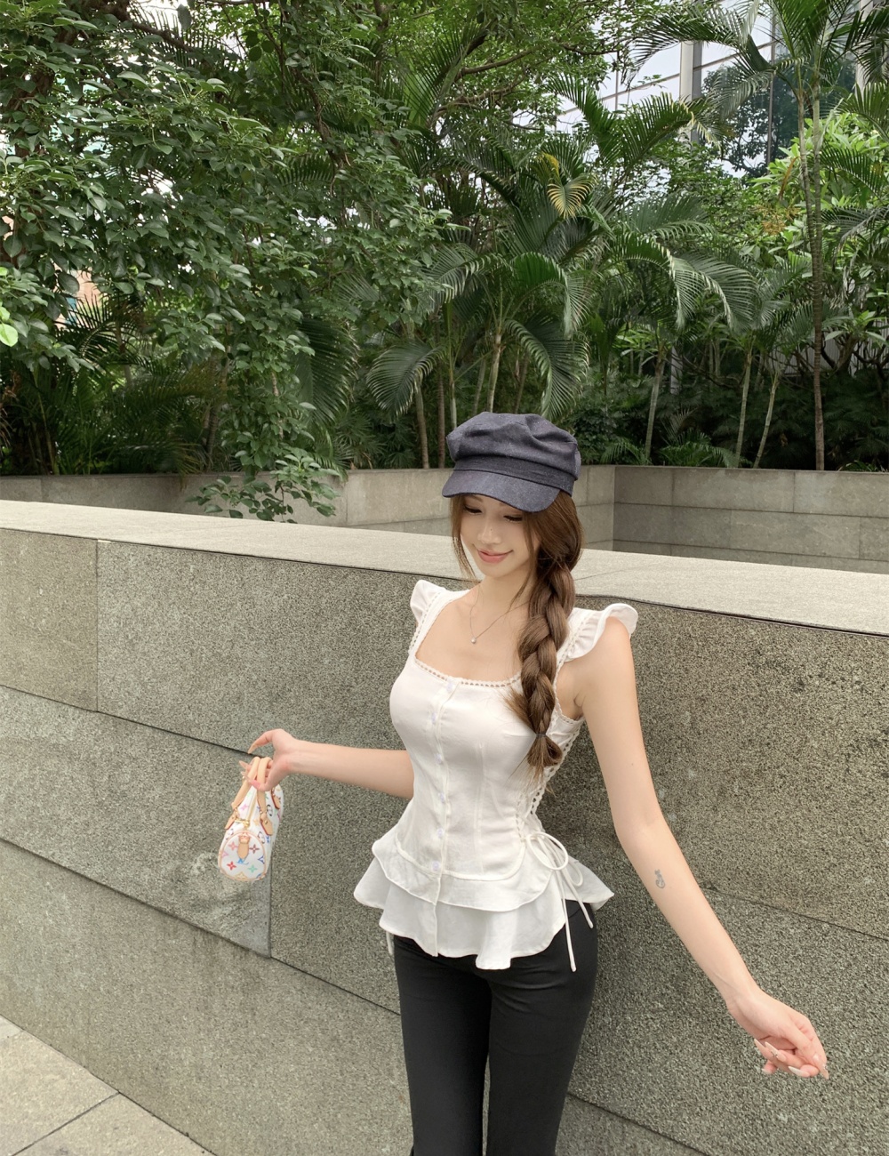 High waist hip raise shirt boats sleeve slim yoga pants