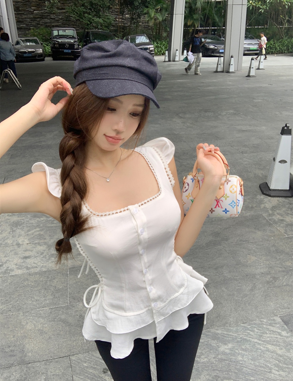 High waist hip raise shirt boats sleeve slim yoga pants