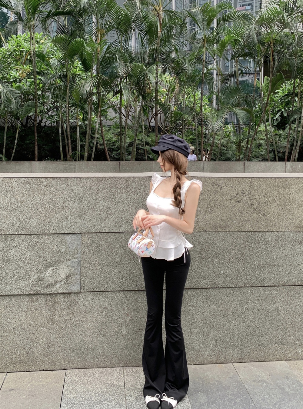 High waist hip raise shirt boats sleeve slim yoga pants
