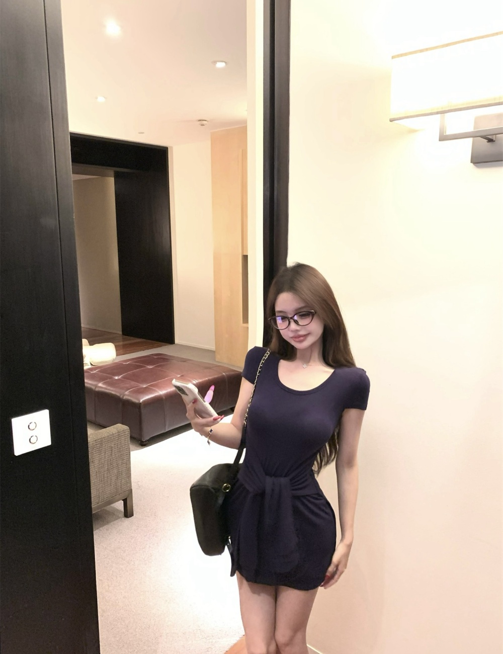 Short sleeve slim short Korean style dress for women