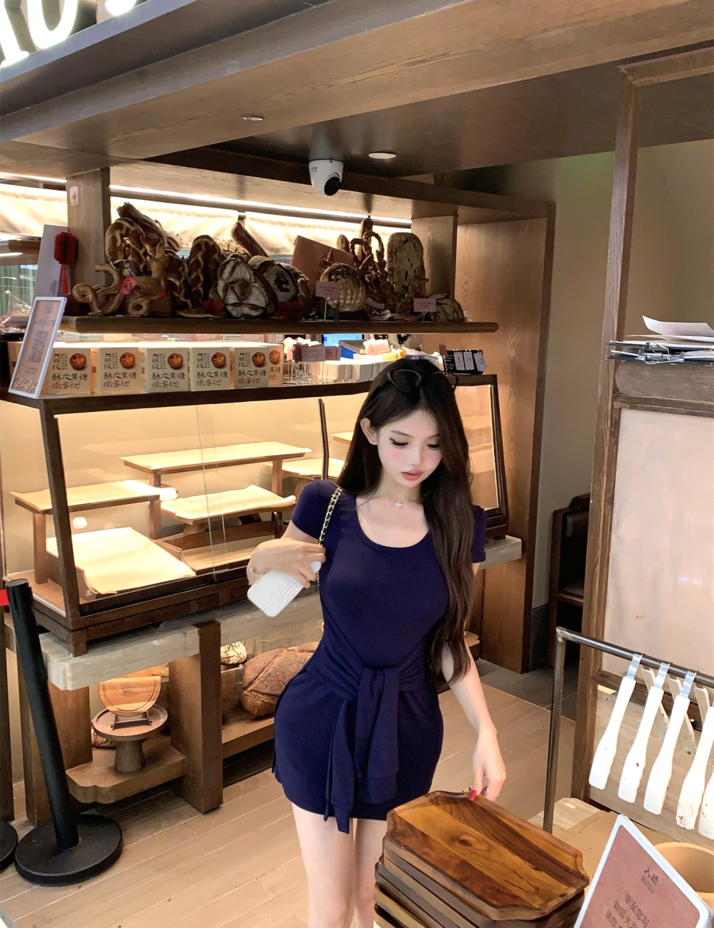 Short sleeve slim short Korean style dress for women