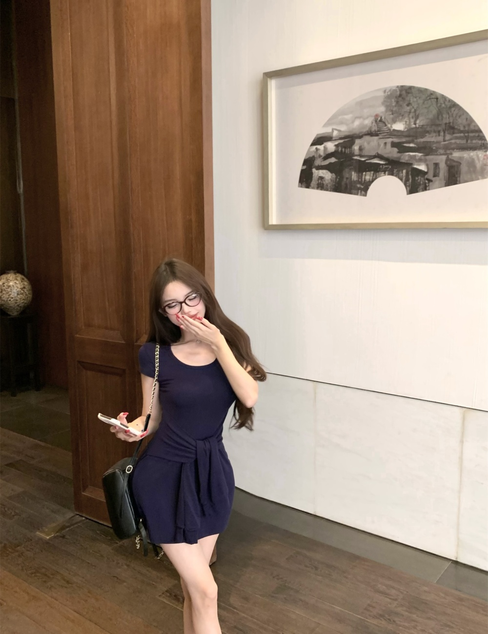 Short sleeve slim short Korean style dress for women