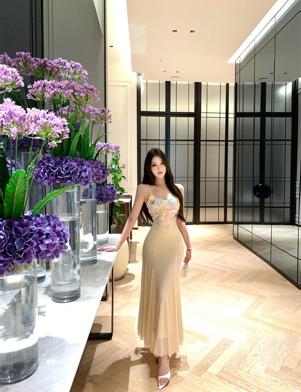 Sling flowers summer slim dress