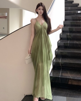 Vacation printing strap dress thin dress