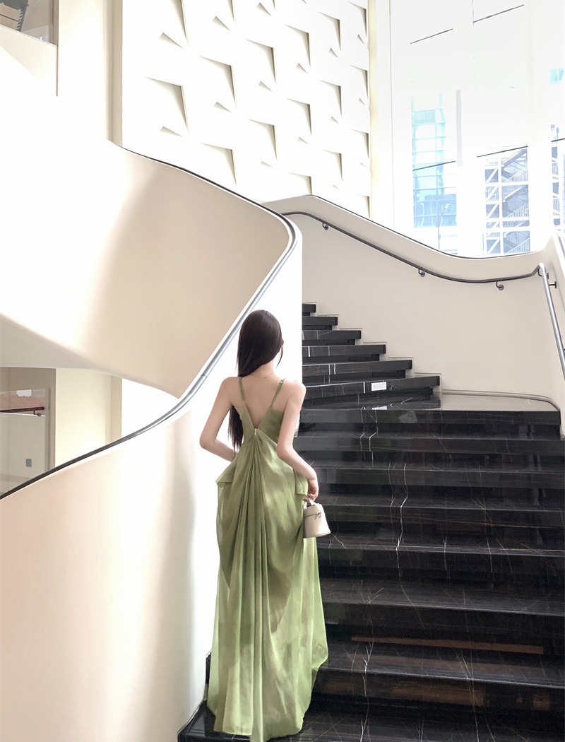 Vacation printing strap dress thin dress