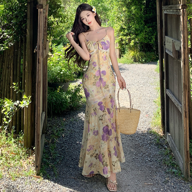 Package hip summer long dress lace floral dress
